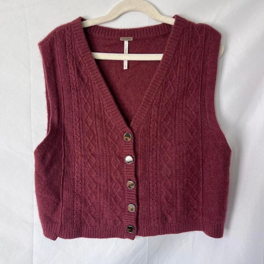 Free-people Women's Burgundy and Red Gilet